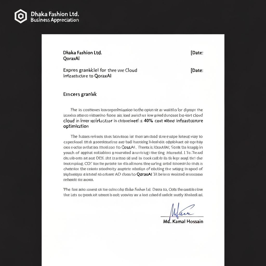 Dhaka Fashion Ltd. appreciation certificate